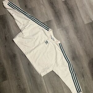 Adidas Off-White Long Sleeve with Dark Green Stripes